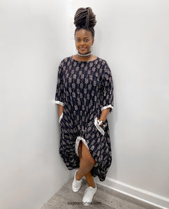 Black Hi-Low Printed Dress
