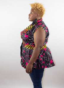 Pink & Black Flower Vest/Top