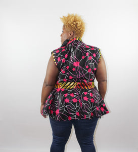 Pink & Black Flower Vest/Top