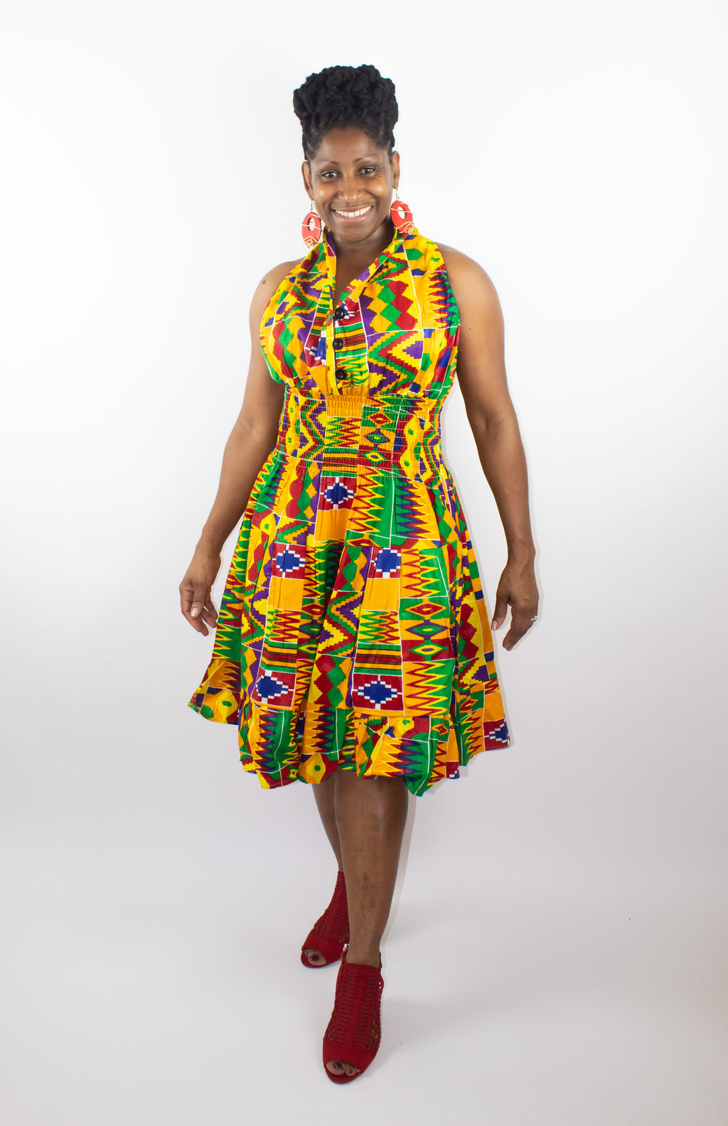 Knee length African Kente Racerback Dress