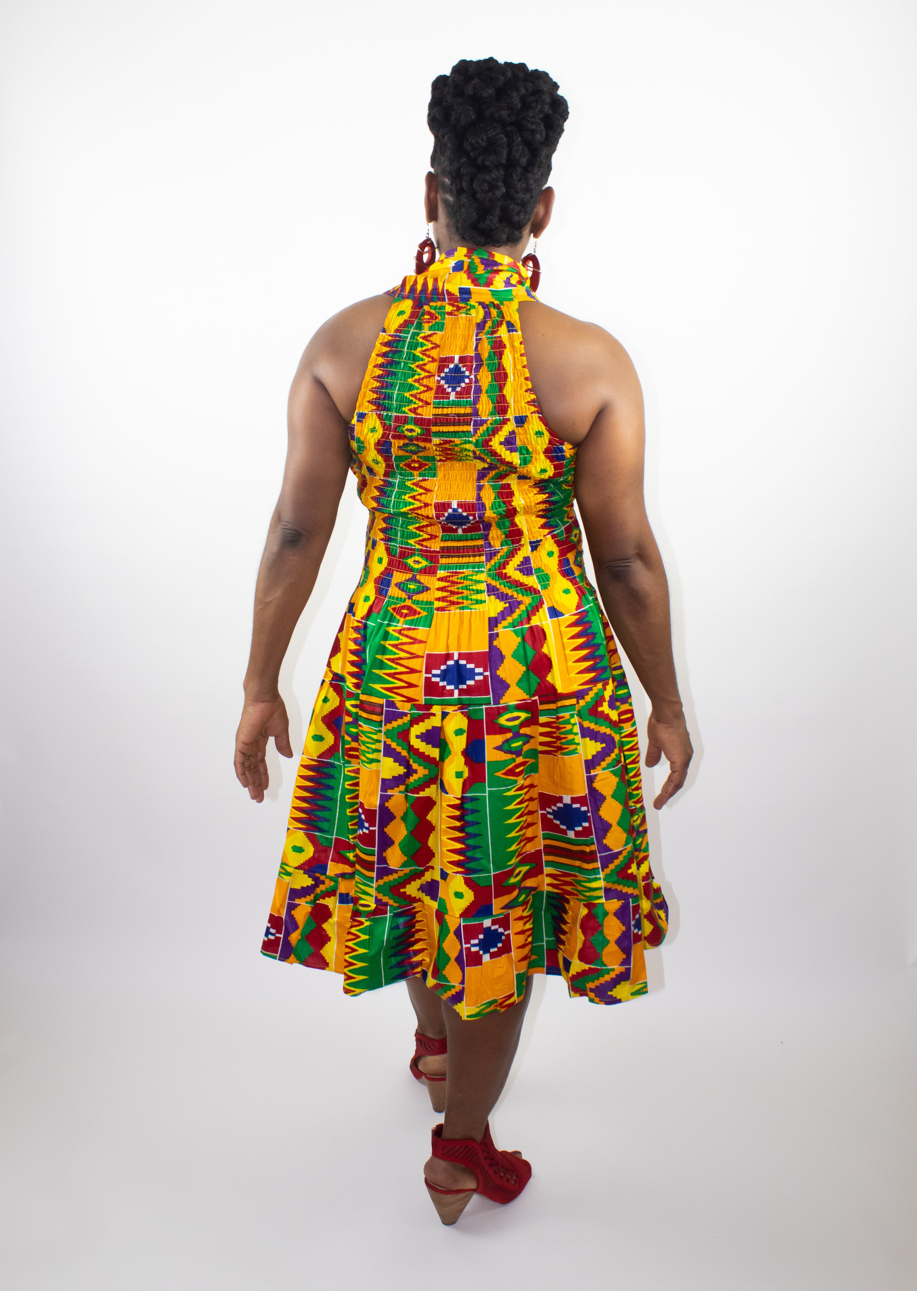 Knee length African Kente Racerback Dress