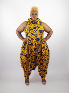 Blue and gold jumpsuit deals