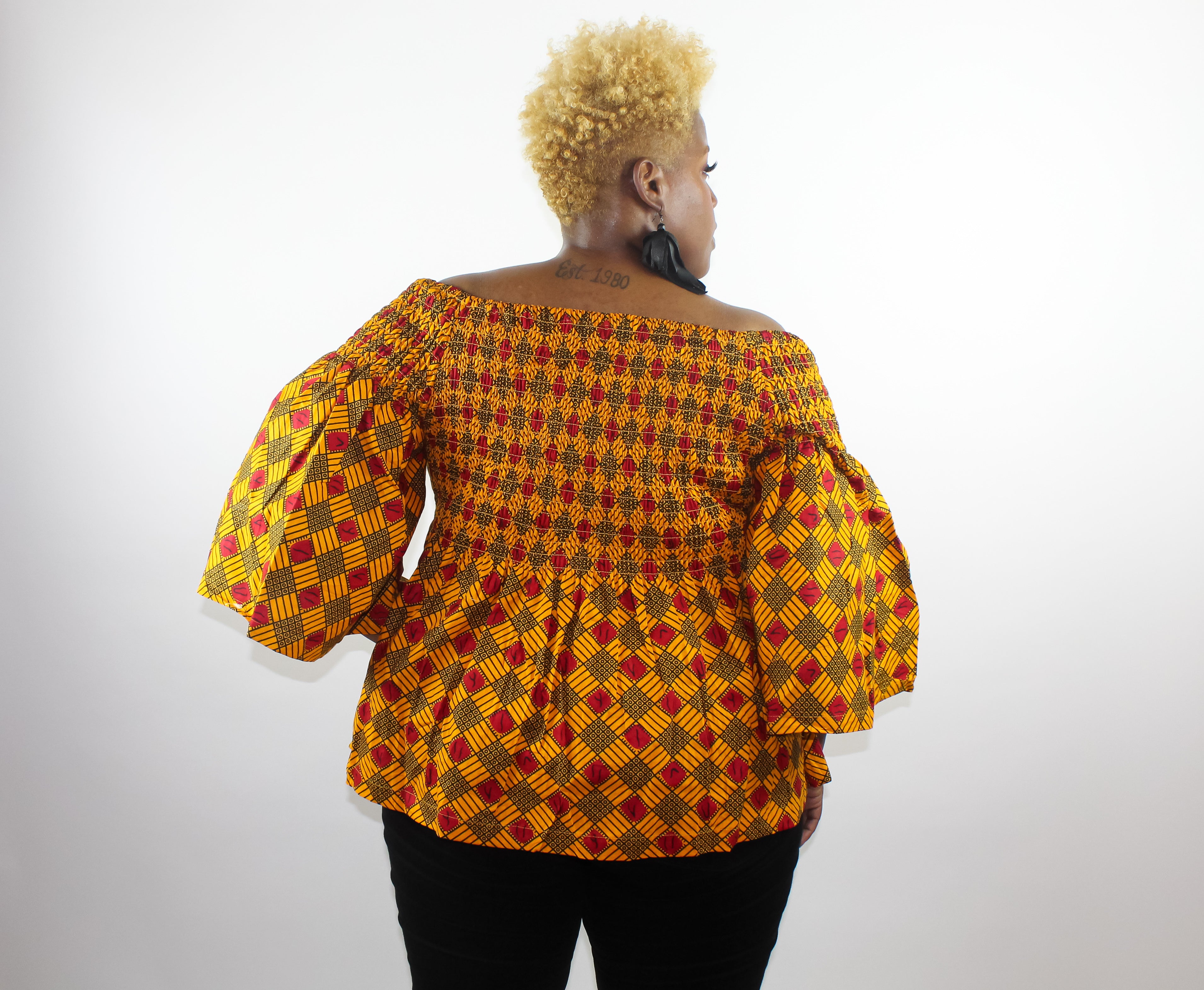 Ankara Golden Peplum Top