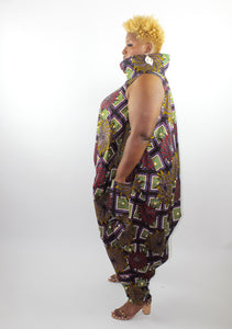 Sleeveless Ankara Print Jumpsuit-Dress