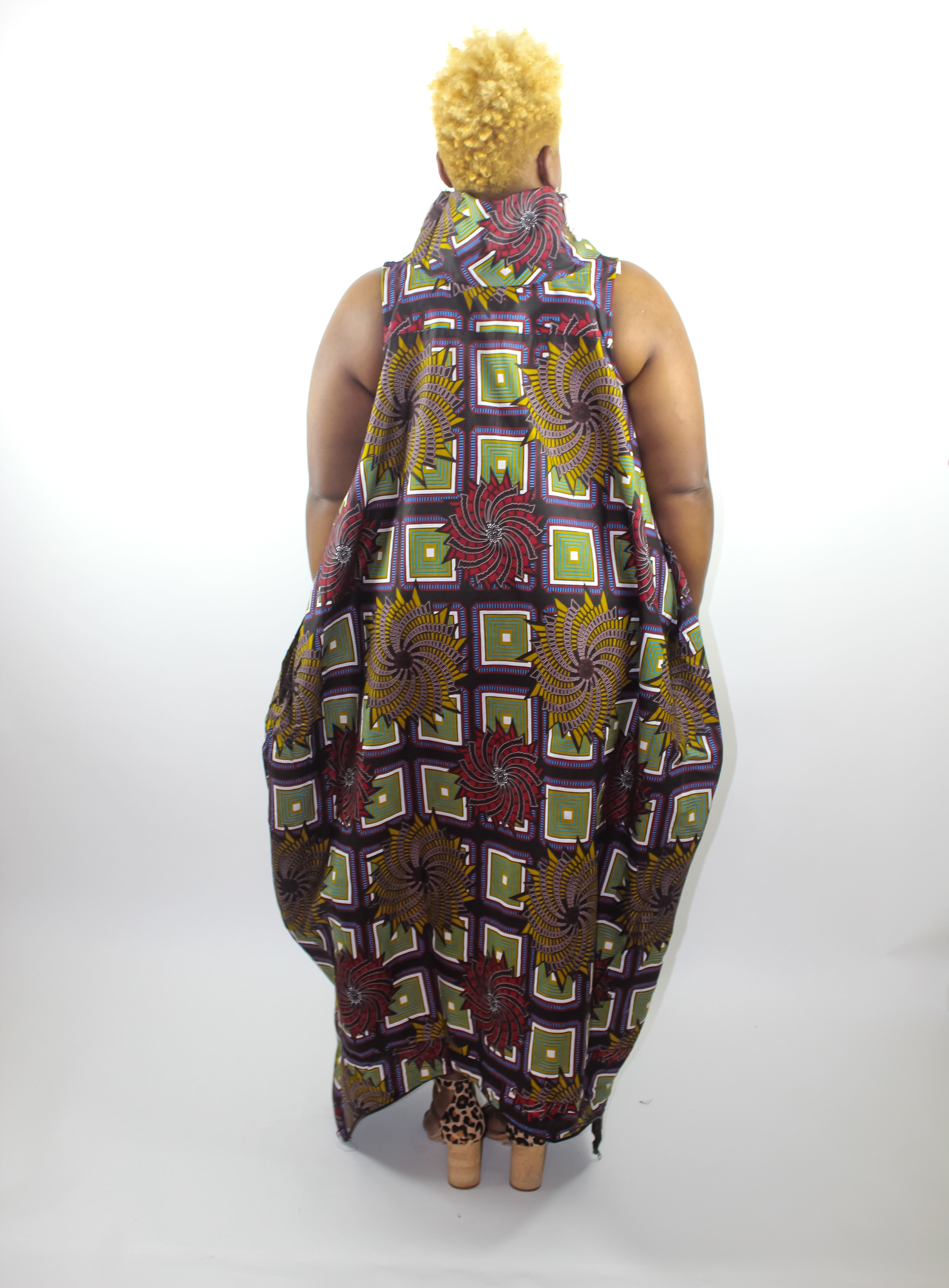 Sleeveless Ankara Print Jumpsuit-Dress