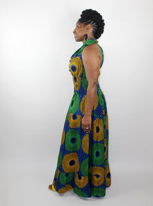 Racerback Ankara Maxi Dress w/ Head Wrap
