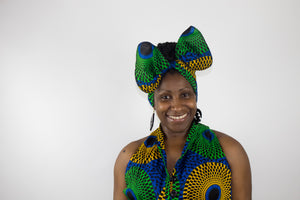Racerback Ankara Maxi Dress w/ Head Wrap