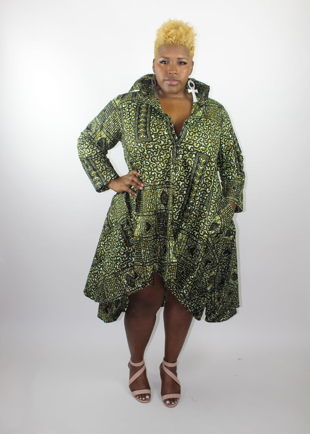 Moss Ankara High low swing shirt dress