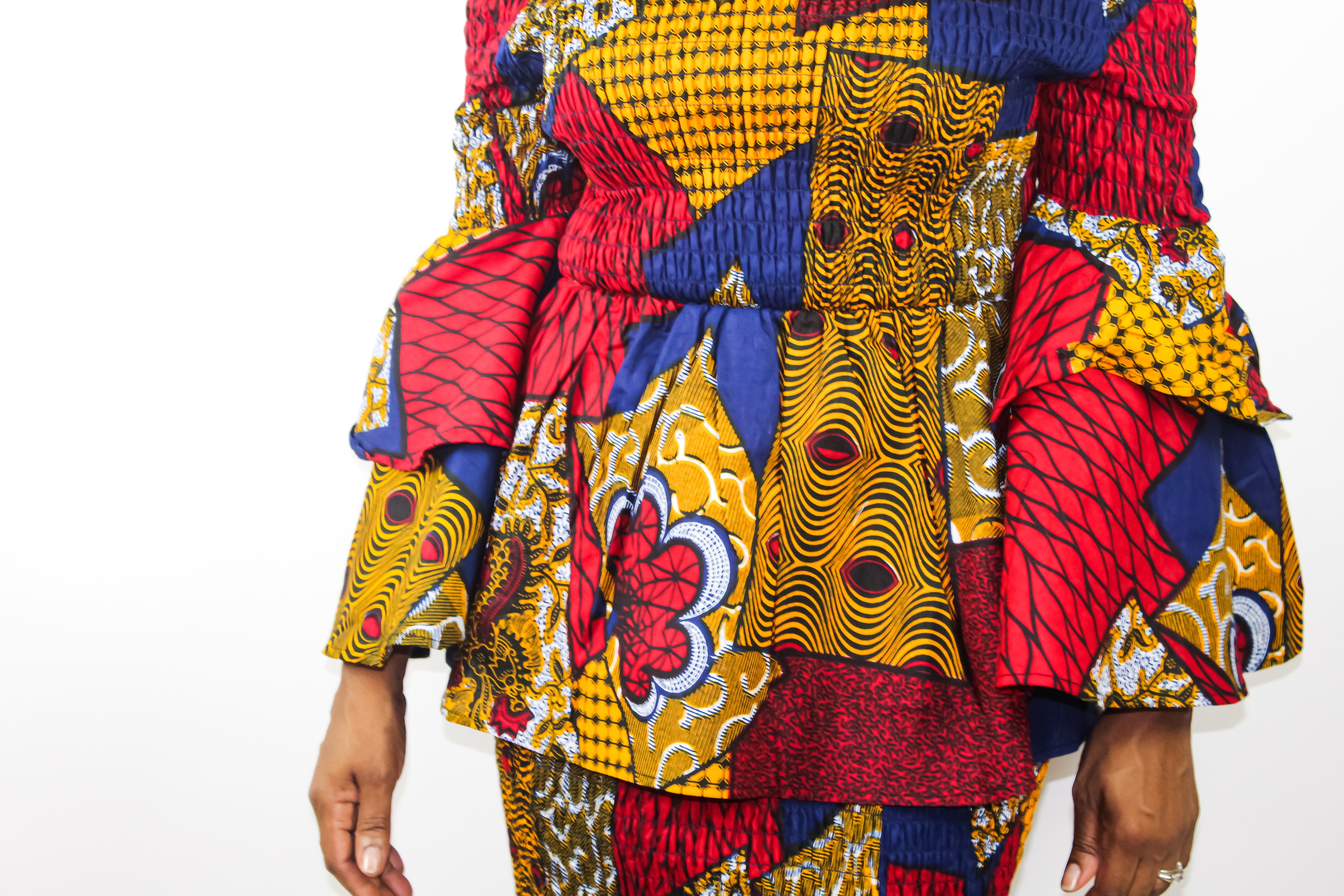 Red & Navy African Print 3 pc Sets,
