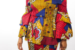Red & Navy African Print 3 pc Sets,