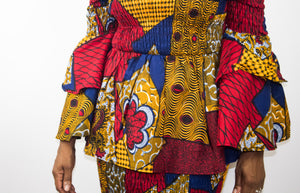 Red & Navy African Print 3 pc Sets,