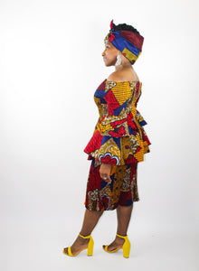 Red & Navy African Print 3 pc Sets,