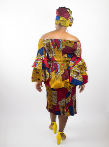 Red & Navy African Print 3 pc Sets,