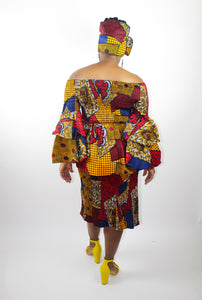 Red & Navy African Print 3 pc Sets,