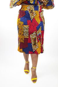 Red & Navy African Print 3 pc Sets,