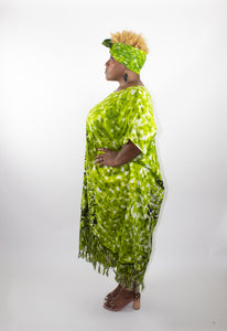 African caftan Dress   - Black & Lime.
