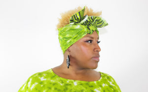 African caftan Dress   - Black & Lime.