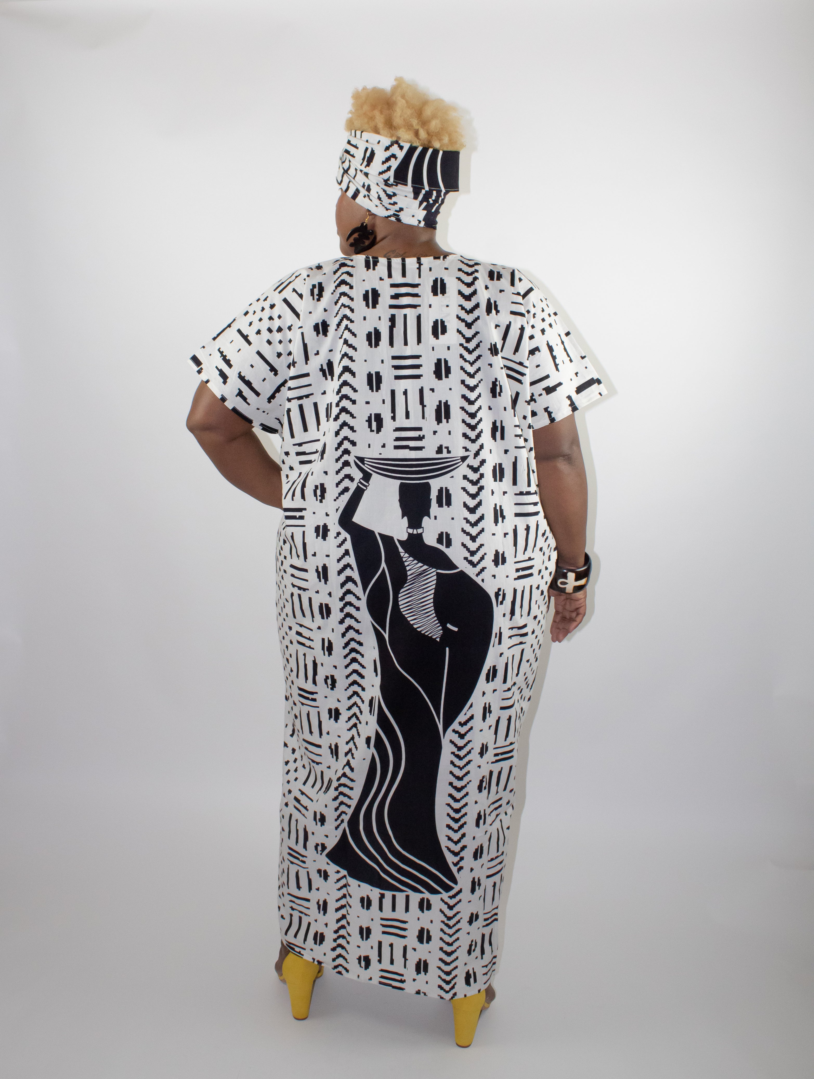 African Queen Kaftan - Black & White
