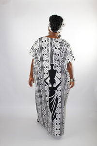 African Queen Caftan Dress-Black & White