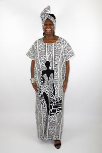African Queen Caftan  - Black & White