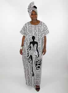 African Queen Caftan  - Black & White