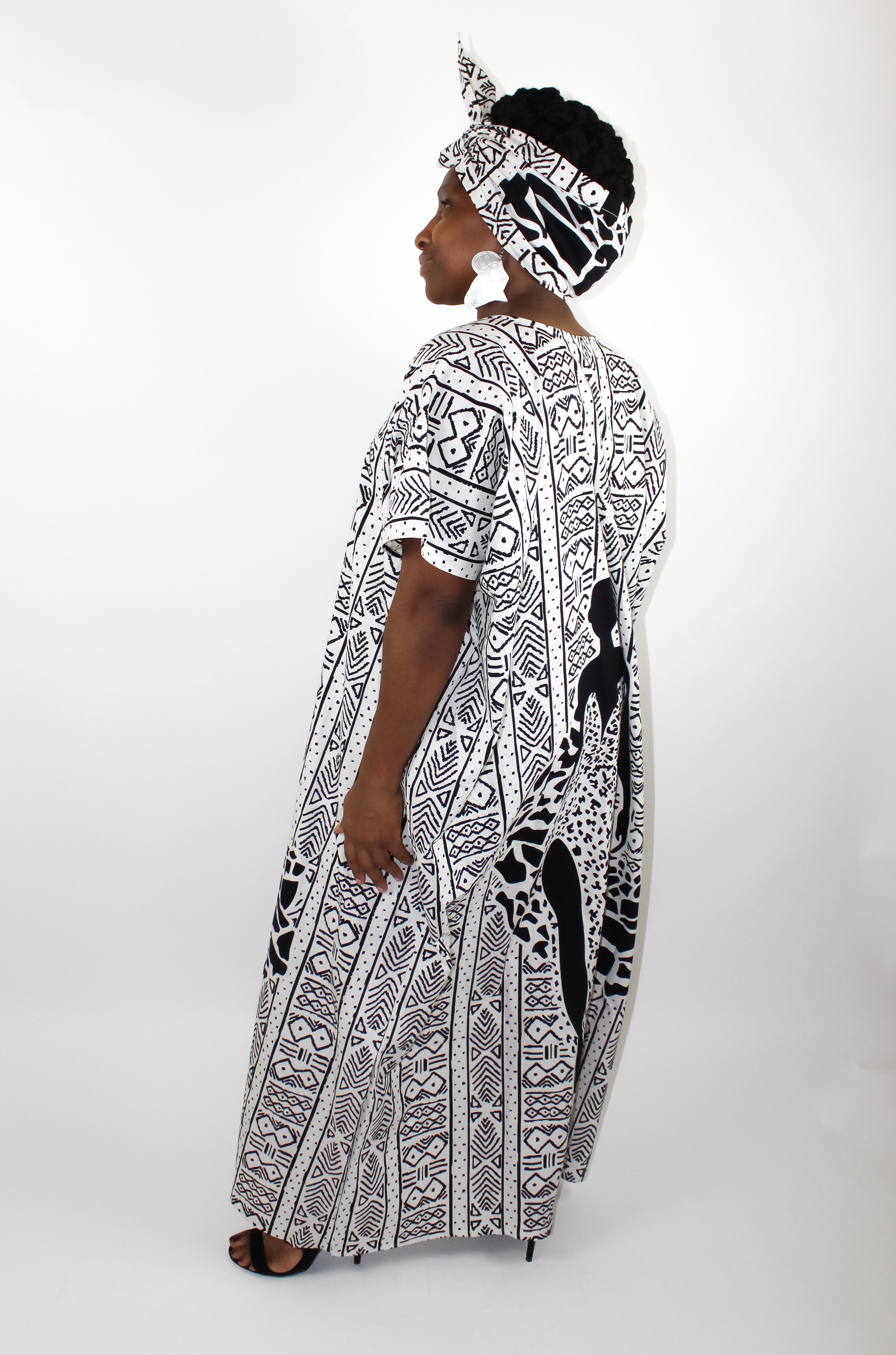African Queen Caftan  - Black & White