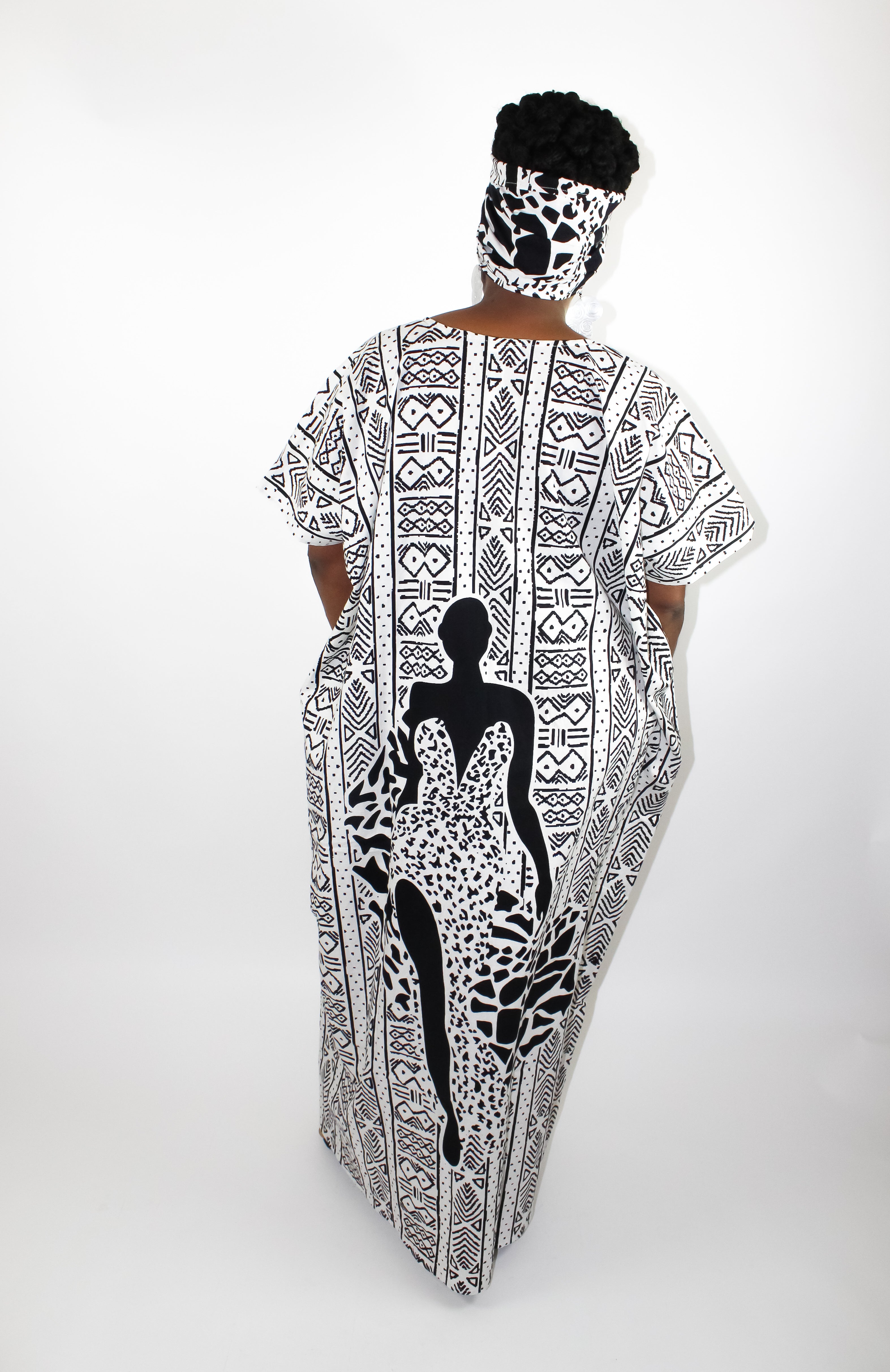 African Queen Caftan  - Black & White