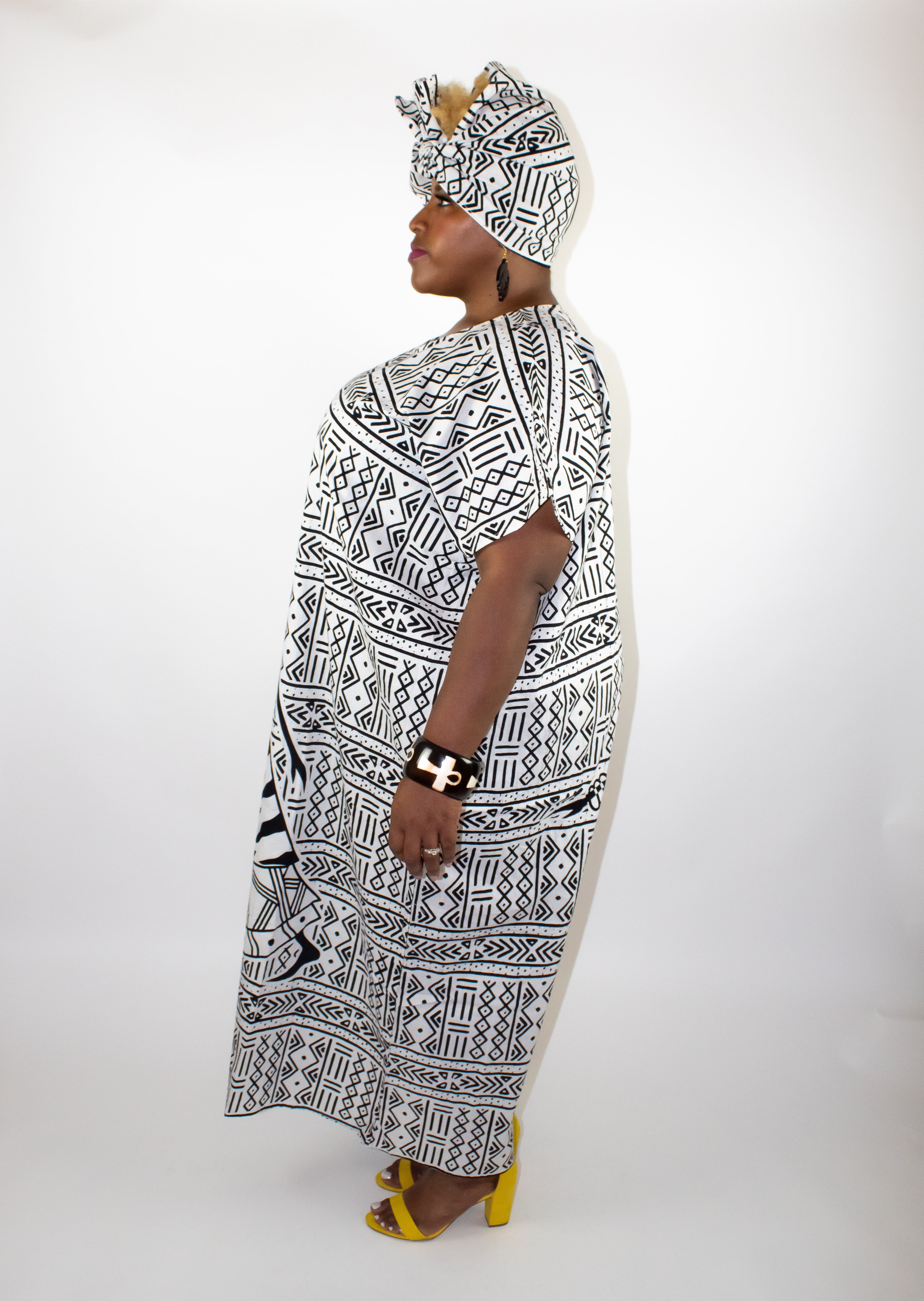 African Queen Kaftan - Black & White