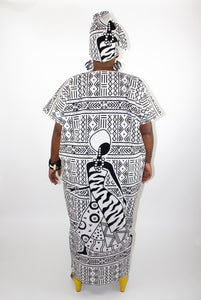 African Queen Kaftan - Black & White