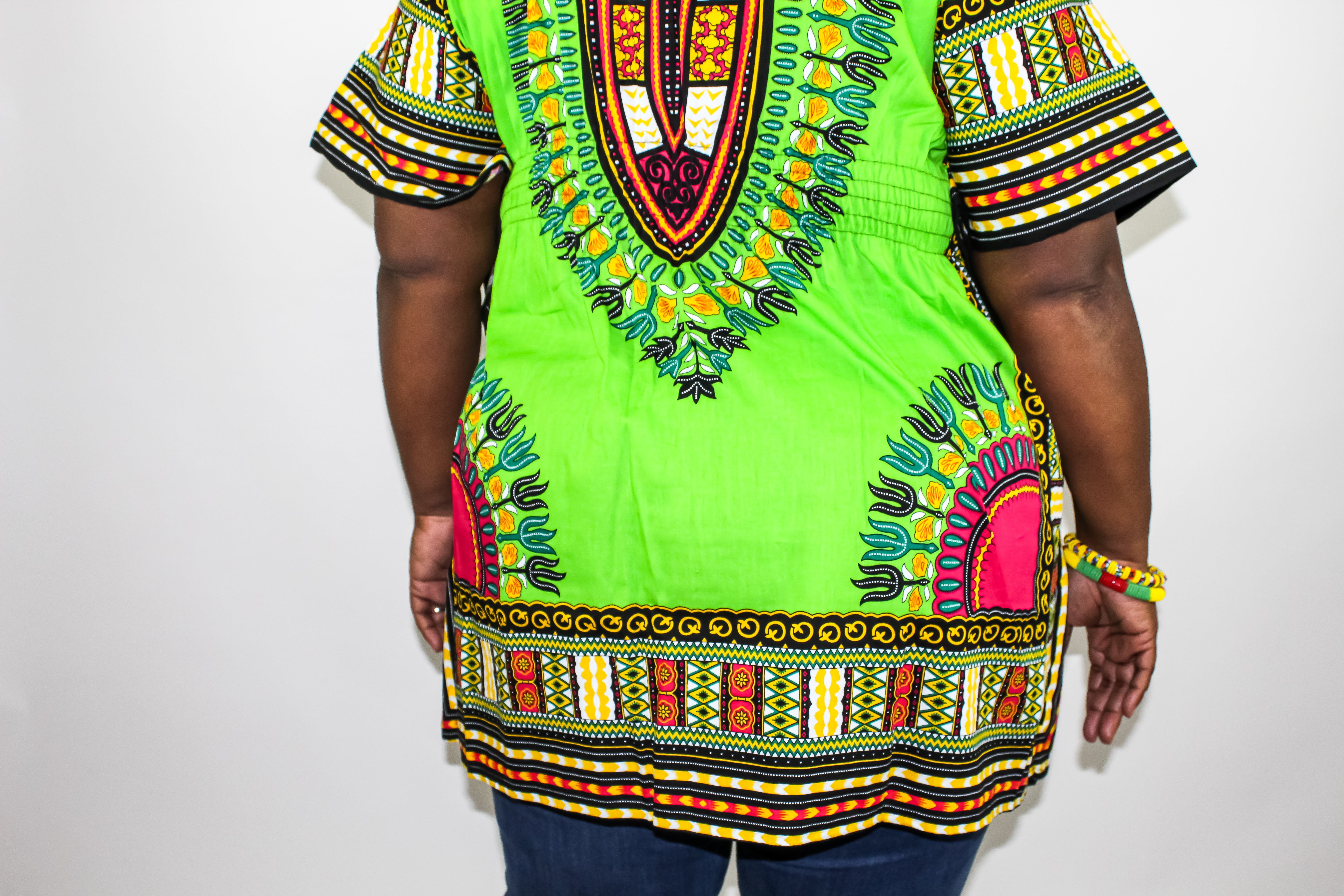 Lime & Pink Dashiki Top
