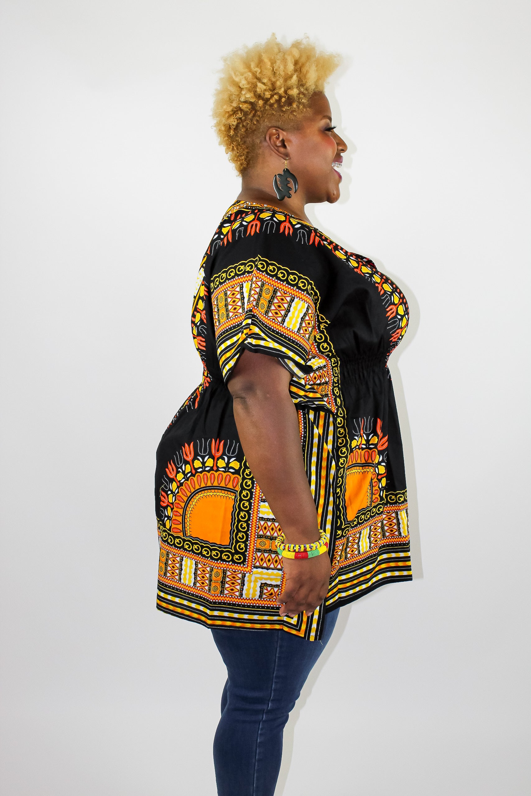 Black & Orange Dashiki Top