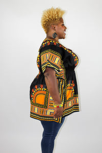 Black & Orange Dashiki Top