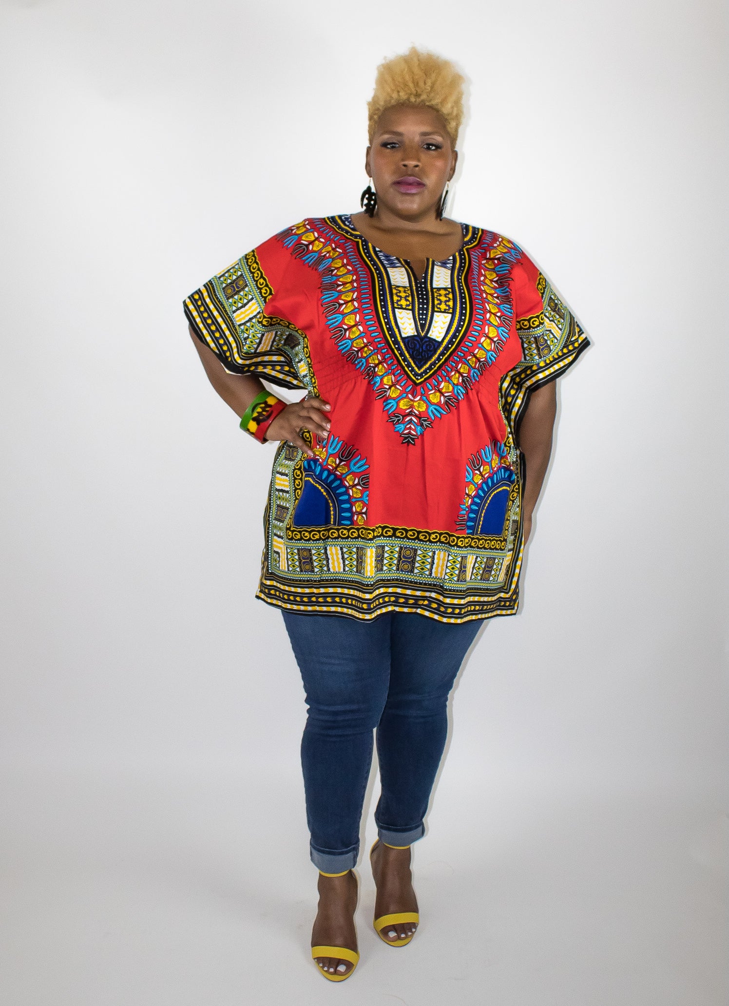 Red Dashiki Top