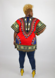 Red Dashiki Top