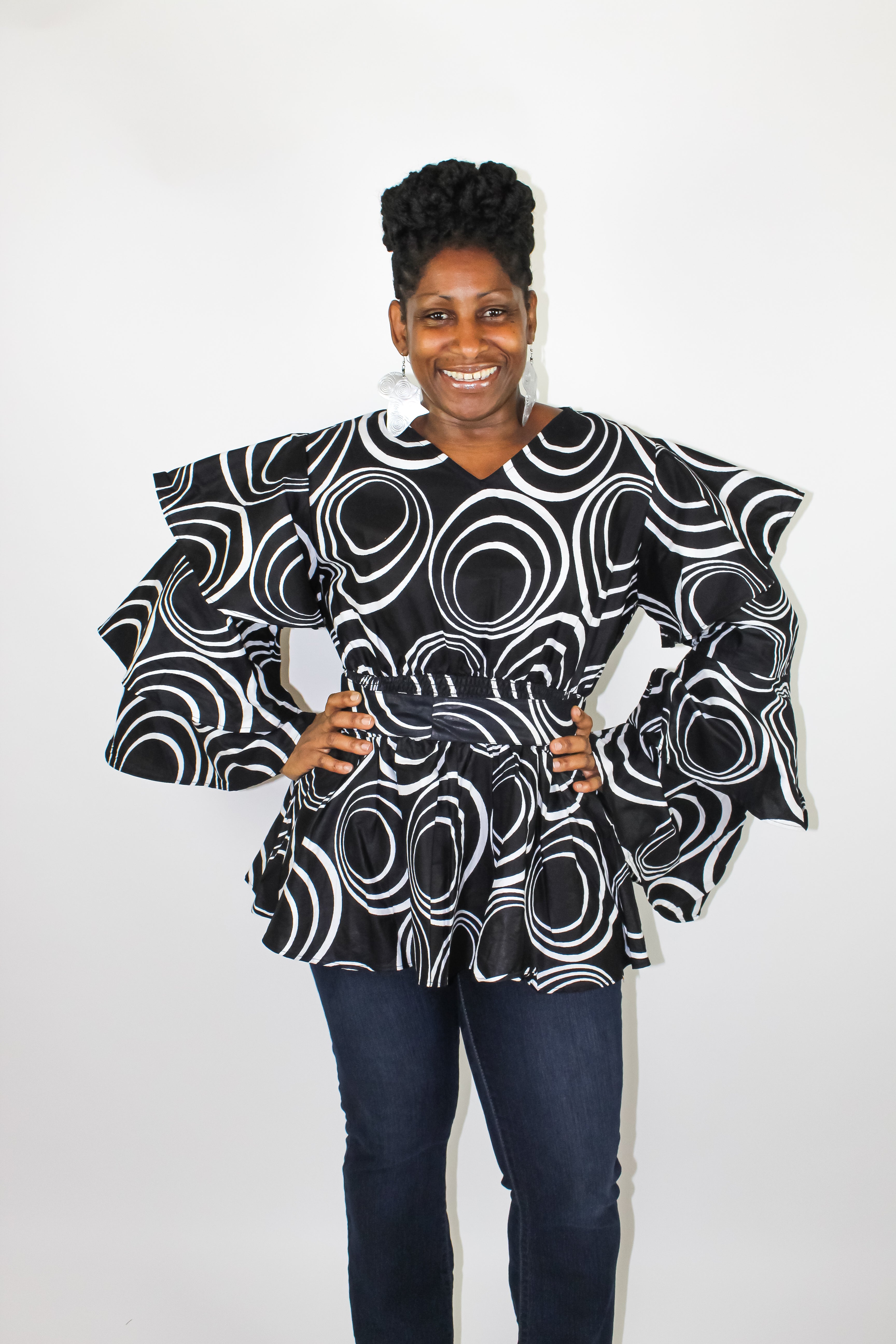 Black & White Swirl Top