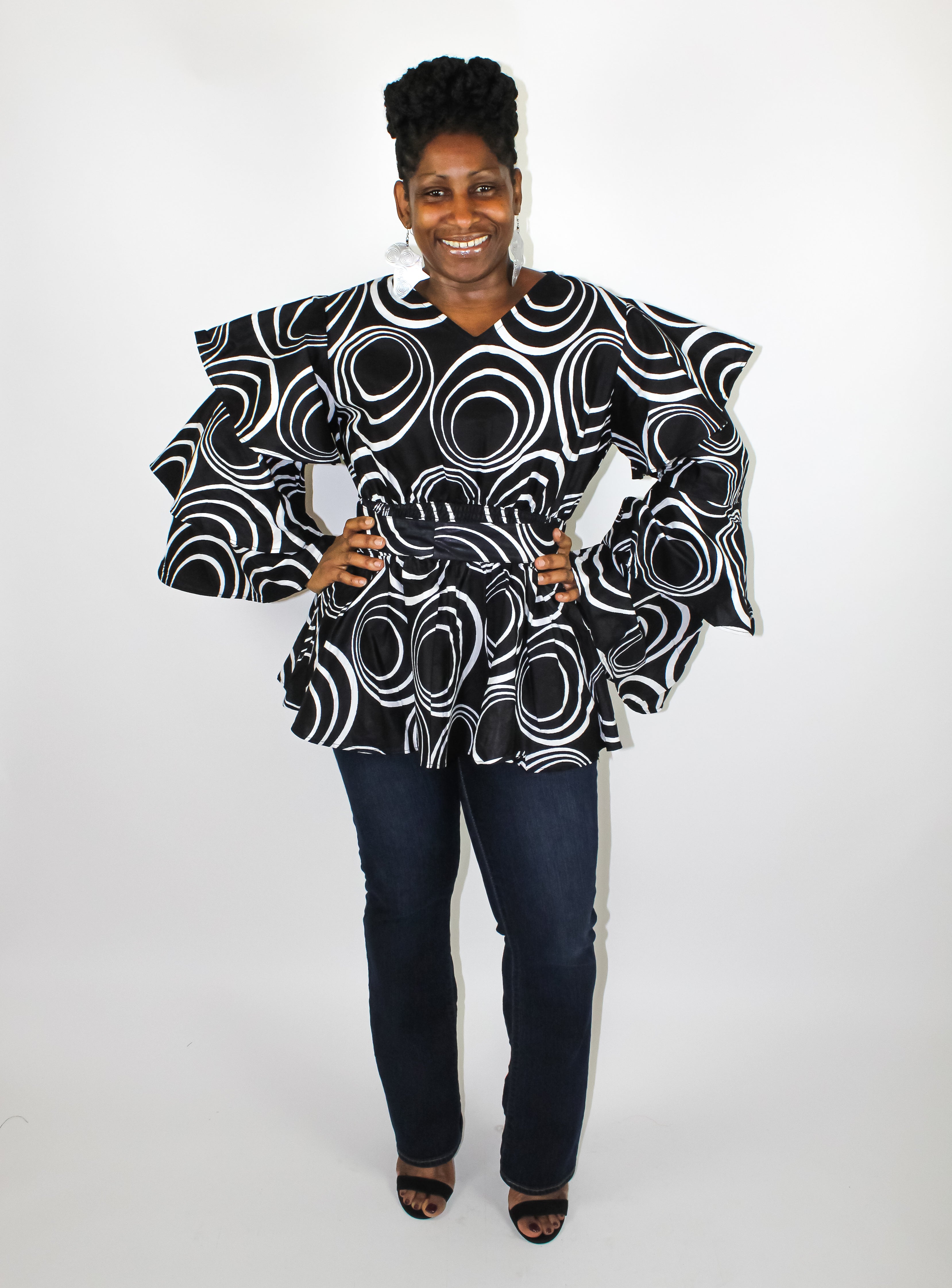 Black & White Swirl Top