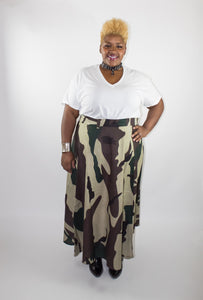 Long Camo Wrap Skirt