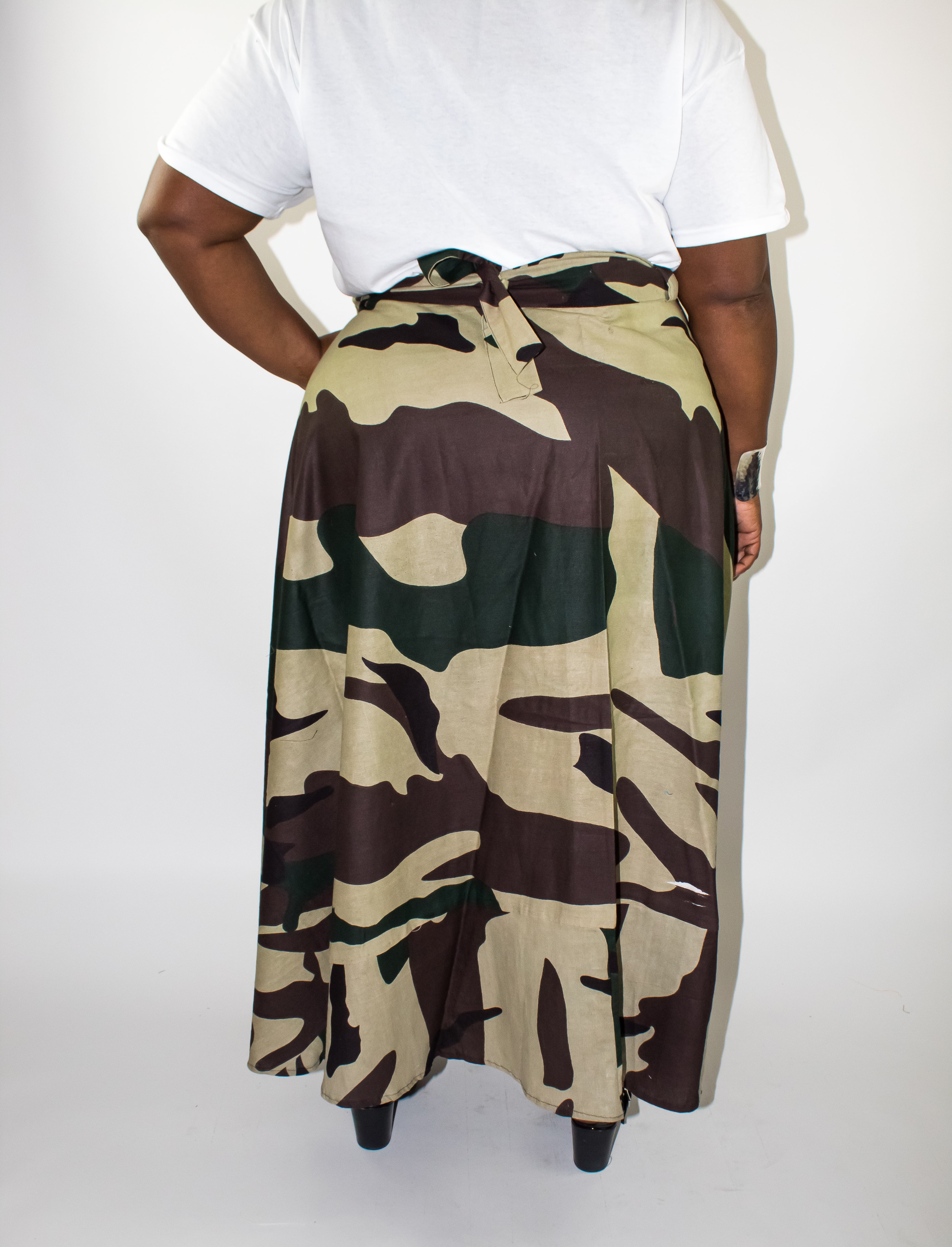 Long Camo Wrap Skirt