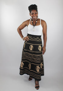 Gye Nyame Wrap Skirt - Black & Gold