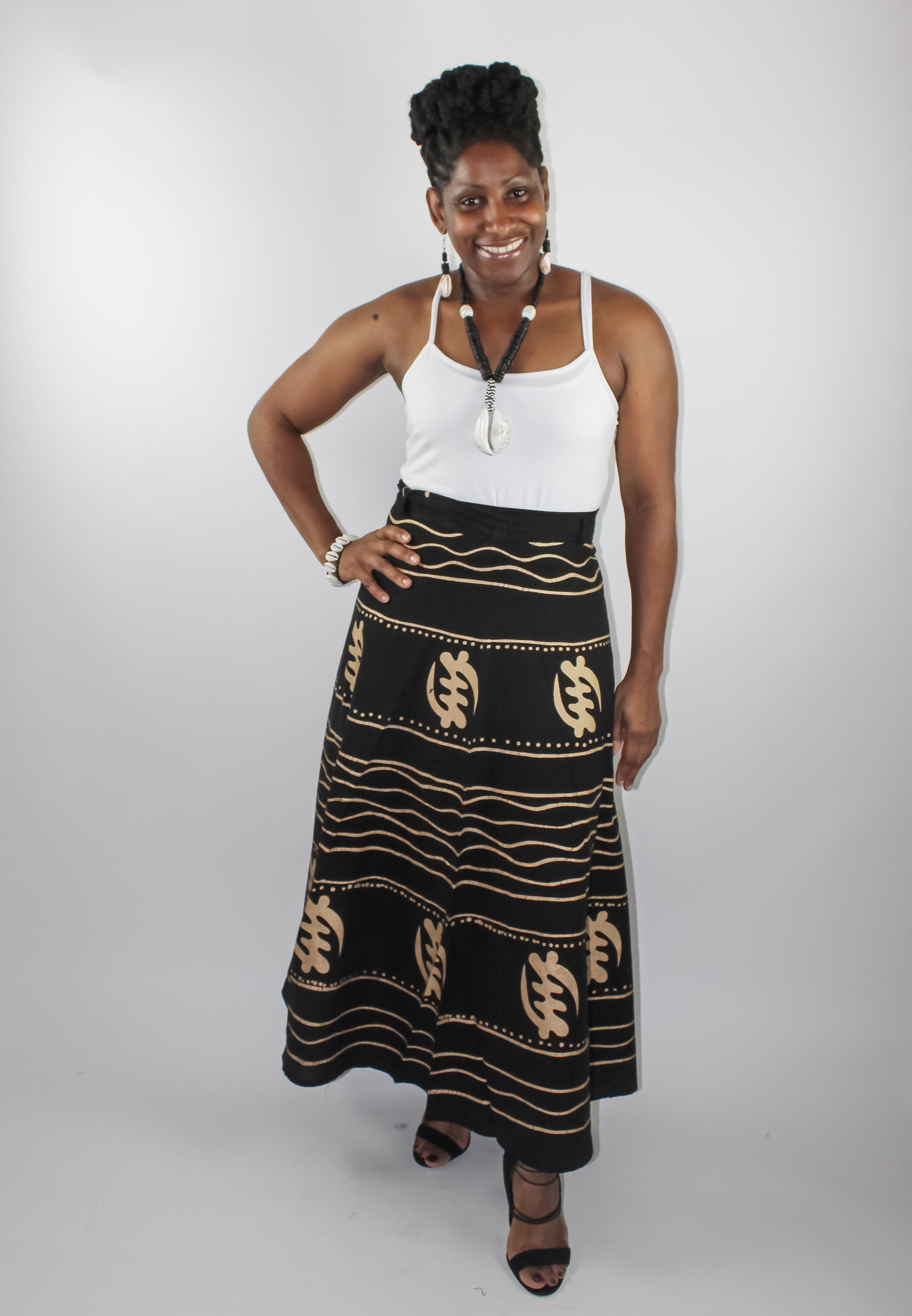 Gye Nyame Wrap Skirt - Black & Gold