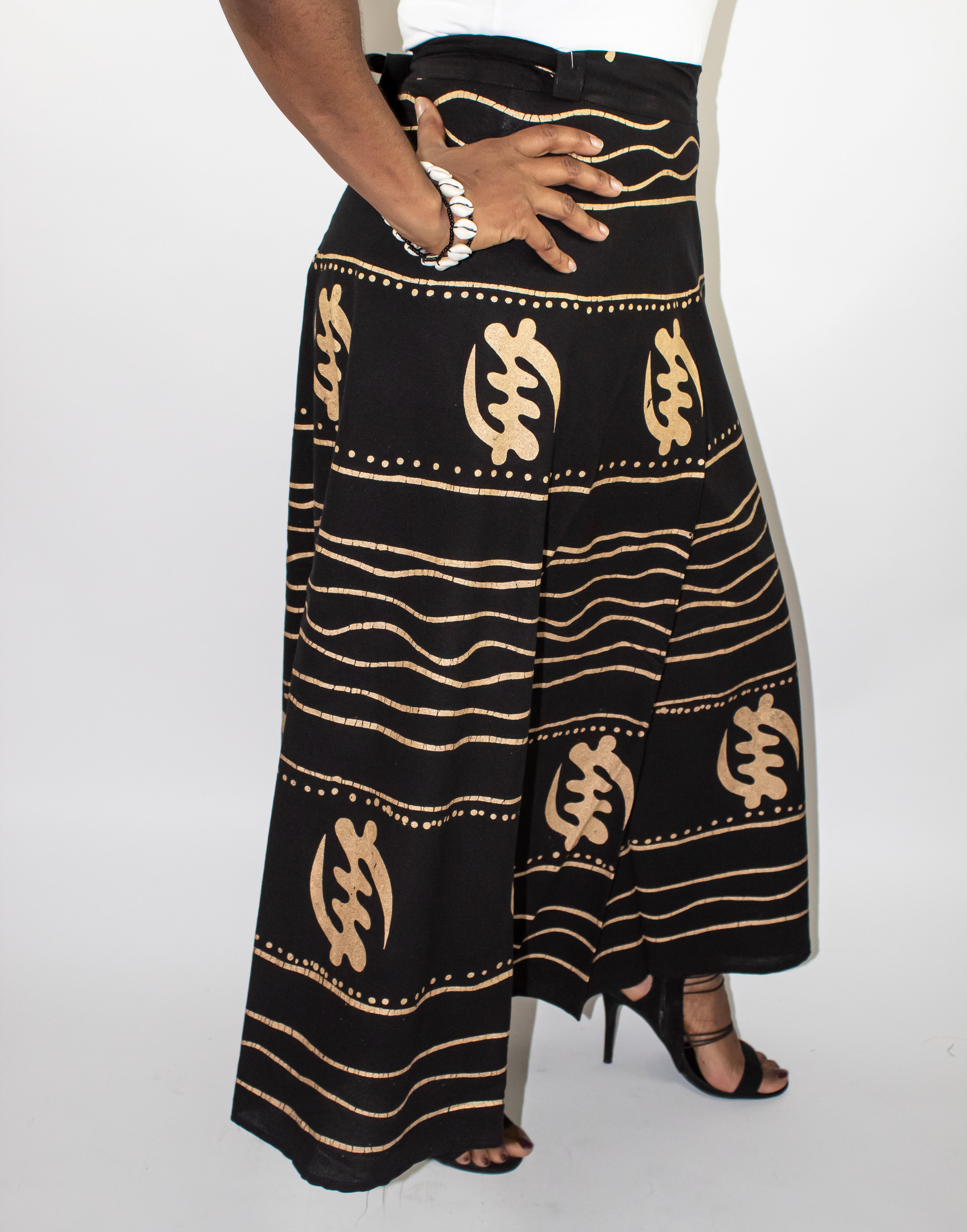 Gye Nyame Wrap Skirt - Black & Gold