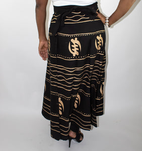 Gye Nyame Wrap Skirt - Black & Gold
