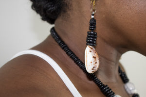 Long Cowry Necklace & Earring Set