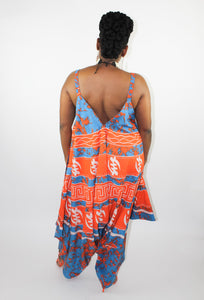 Batik Jumpsuit-Orange & Blue