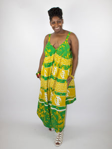 Batik Jumpsuit-Green & Yellow Green