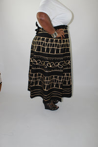 Batik Wrap Skirt-Black and Gold