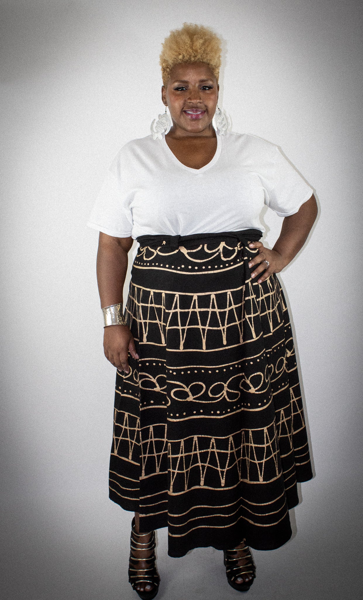 Black and white plus size wrap skirt sale