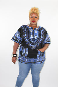 Black & Royal Dashiki w/ Pockets
