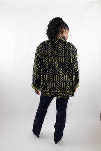 Reversible African Jacket -Black And Lime.
