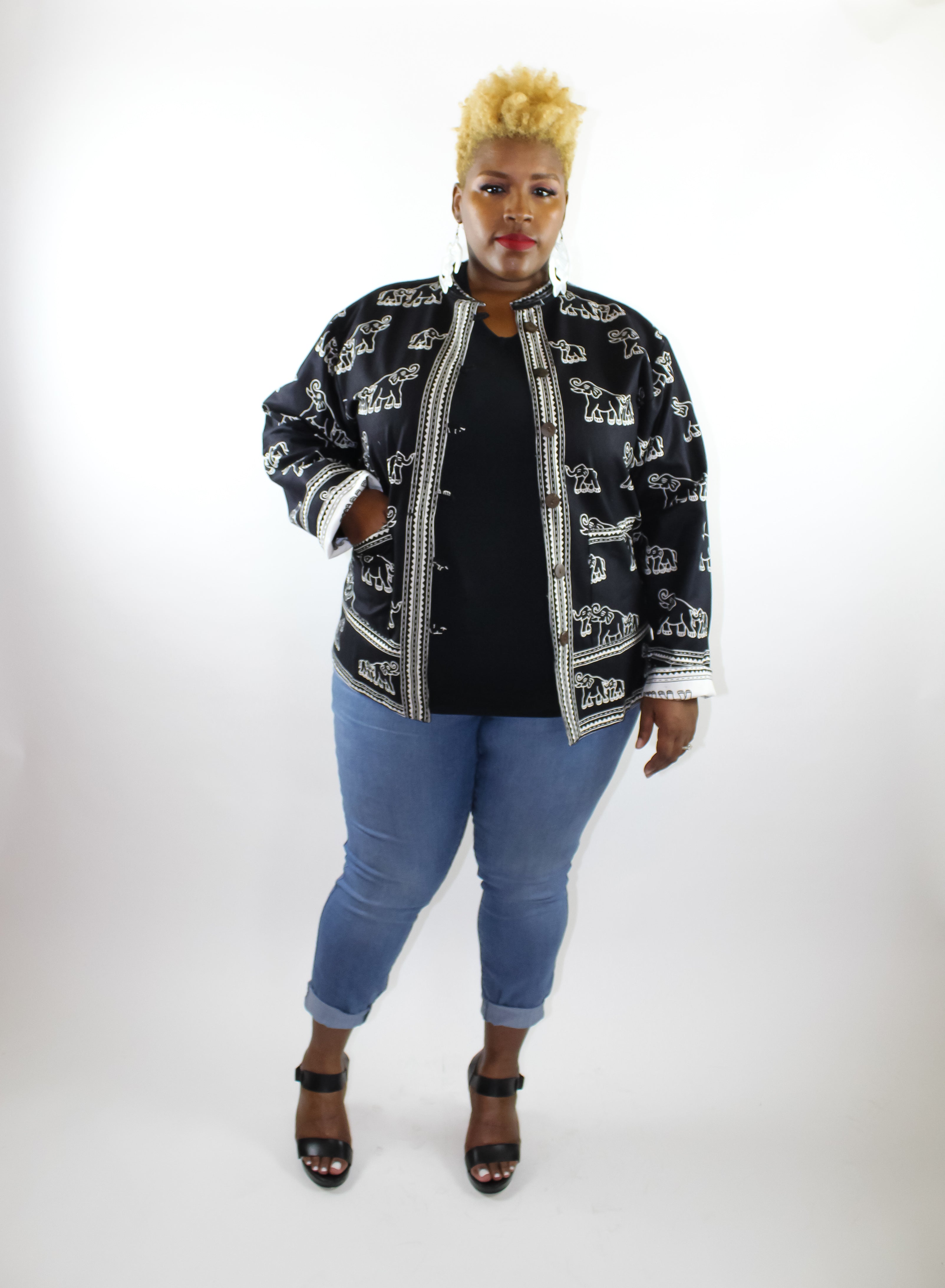 Reversible African Jacket-Elephant Print